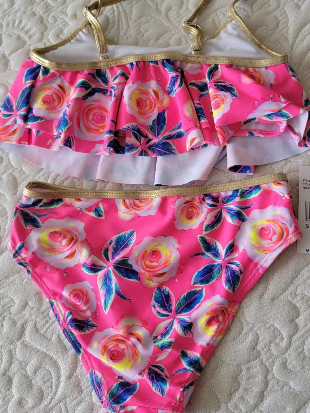 Betsey Johnson girls roses swim 2pc suit- tag detached - Picture 7 of 9